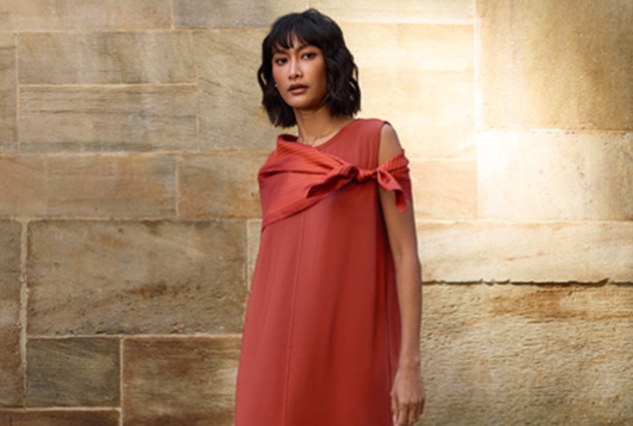 open lace back dress Eileen Fisher V-Neck Silk Dress main image 1